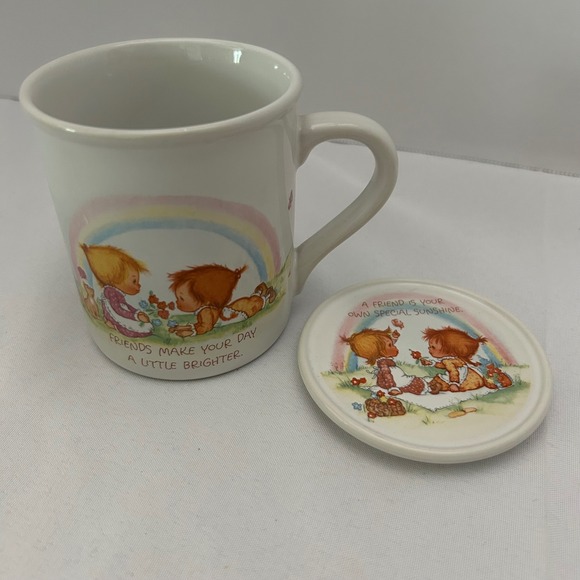 Vintage Mug with Lid Friends Make Your Day Special Sunshine Ceramic - Picture 1 of 5